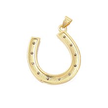 Load image into Gallery viewer, Large Zirconia Encrusted Horseshoe Charm
