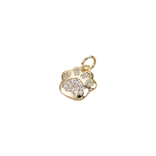 Load image into Gallery viewer, Small Gold Zirconia Pawprint Charm
