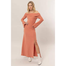 Load image into Gallery viewer, Off Shoulder Ribbed Knit Dress