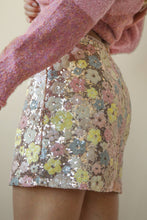 Load image into Gallery viewer, Floral Sequin Holiday Mini Skirt
