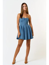 Load image into Gallery viewer, Denim Puff Mini Dress
