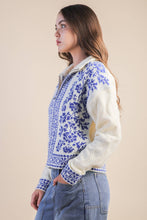 Load image into Gallery viewer, Graphic Knit Sweater Zip Up Cardigan
