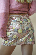 Load image into Gallery viewer, Floral Sequin Holiday Mini Skirt
