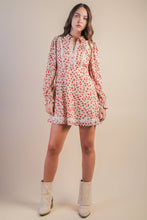 Load image into Gallery viewer, Floral Printed Lace Trim Collared Mini Dress
