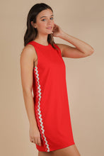 Load image into Gallery viewer, Tomato Side Wave Trim Detail Mini Shift Dress
