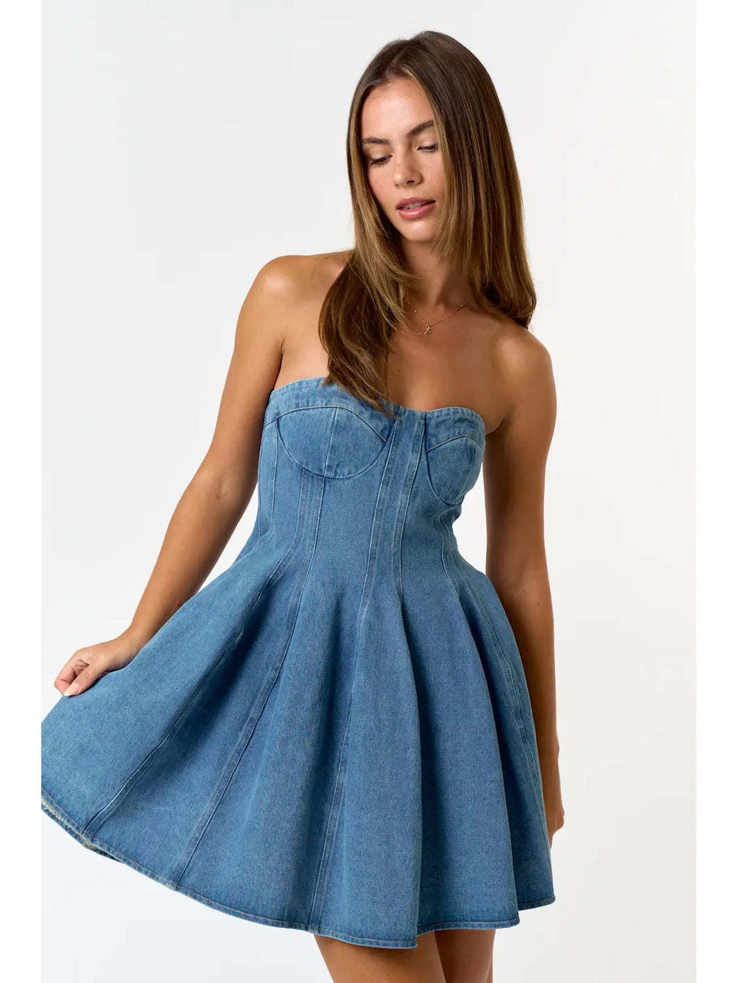 Denim Puff Mini Dress