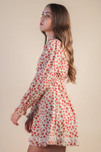 Load image into Gallery viewer, Floral Printed Lace Trim Collared Mini Dress
