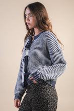 Load image into Gallery viewer, Front Tie Two Tone Knit Cardigan
