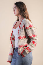 Load image into Gallery viewer, Floral Graphic Detail Knit Sweater Cardigan
