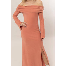 Load image into Gallery viewer, Off Shoulder Ribbed Knit Dress
