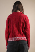 Load image into Gallery viewer, Graphic Knit Sweater Zip Up Cardigan
