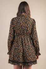 Load image into Gallery viewer, Floral Printed Lace Trim Collared Mini Dress
