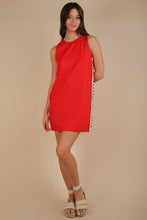 Load image into Gallery viewer, Tomato Side Wave Trim Detail Mini Shift Dress
