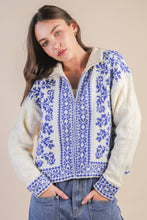 Load image into Gallery viewer, Graphic Knit Sweater Zip Up Cardigan
