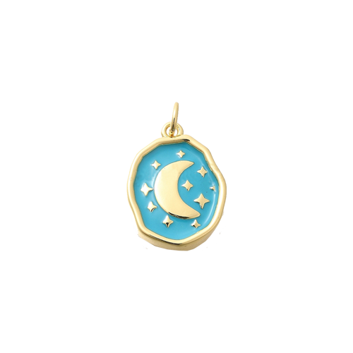 Blue Gold Moon Charm