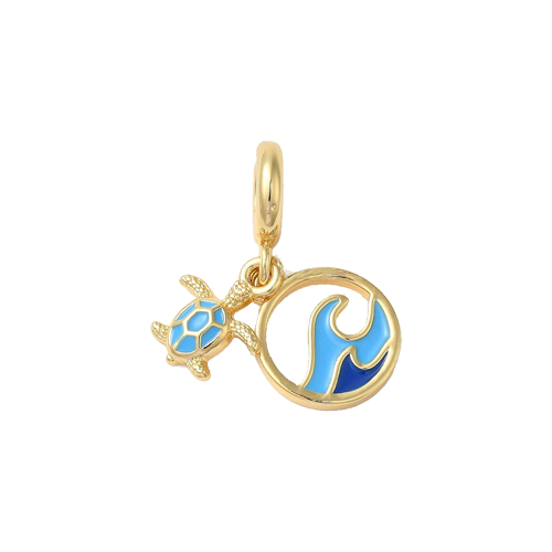 Blue Turtle Wave Cluster Charm