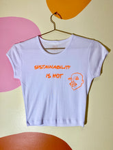 Load image into Gallery viewer, Sustainability is hot baby tee
