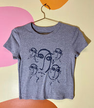 Load image into Gallery viewer, Faces on faces grey baby tee
