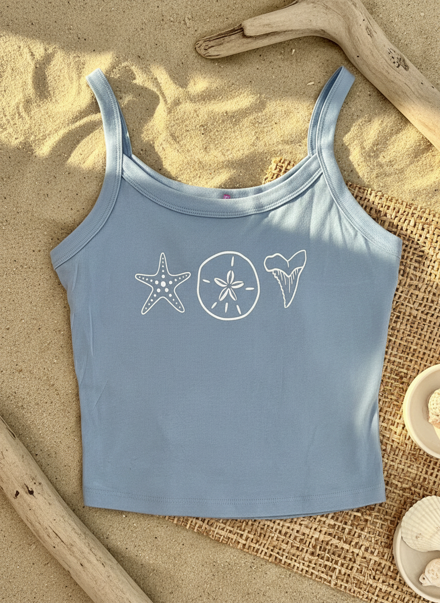 Shark Tooth Hunting Cropped Tank