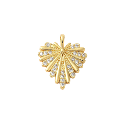 Gold Banded Ray Heart Charm