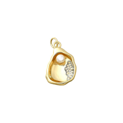 Gold Pearl Half Shell Charm