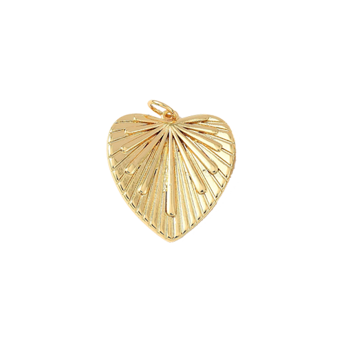 Gold Sunray Heart Charm