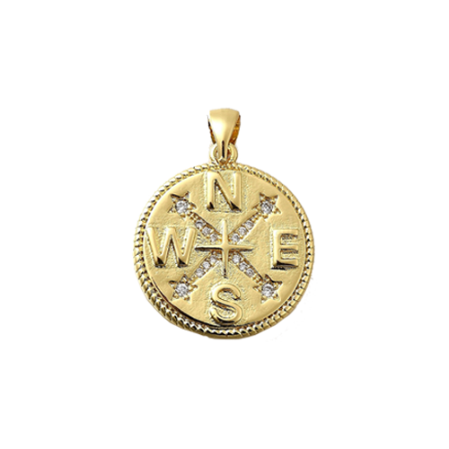 Gold Zirconia Compass Charm