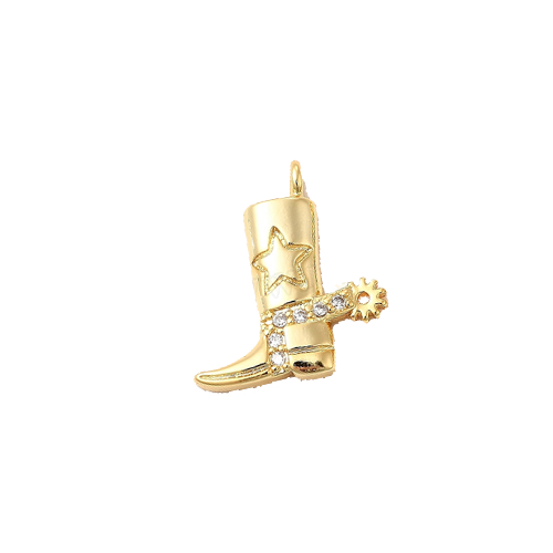 Gold Zirconia Studded Boot Charm