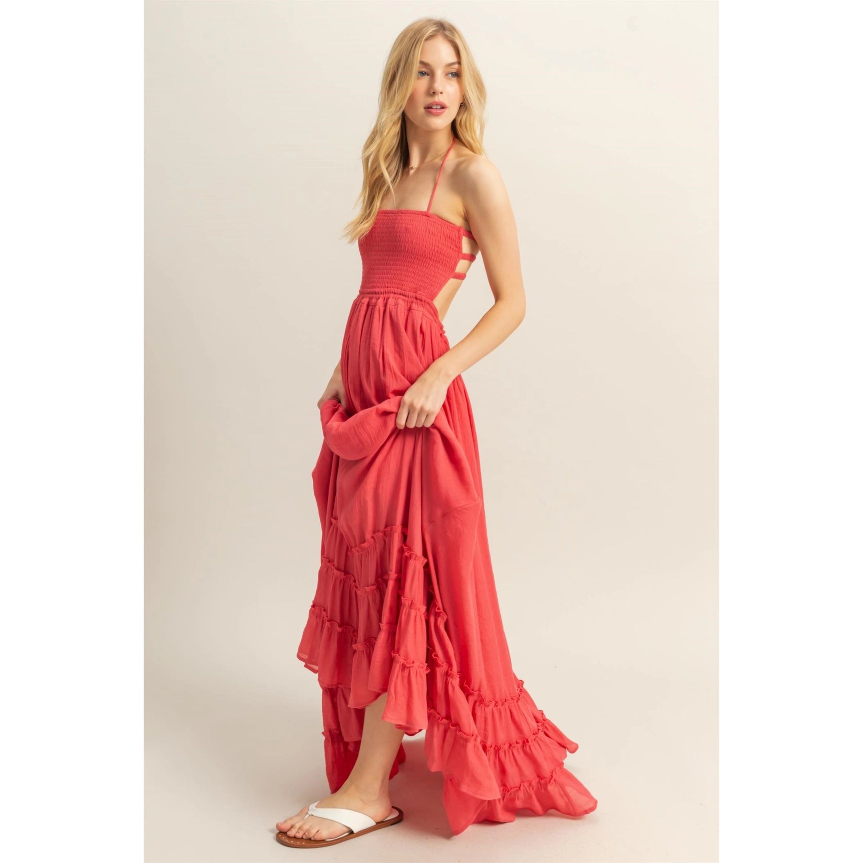 Coral Red Maxi Dress – True Lucia