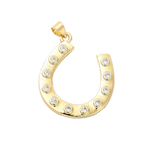 Load image into Gallery viewer, Large Zirconia Encrusted Horseshoe Charm
