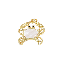 Load image into Gallery viewer, Pearl Inlay Gold Crab Charm
