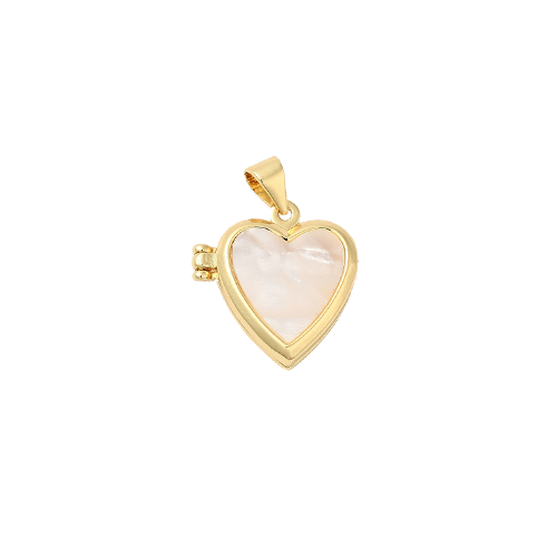 Pearl Inlay Gold Heart Locket