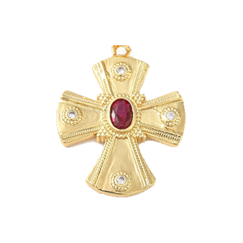 Ruby Red Royal Cross Pendant