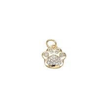 Load image into Gallery viewer, Small Gold Zirconia Pawprint Charm
