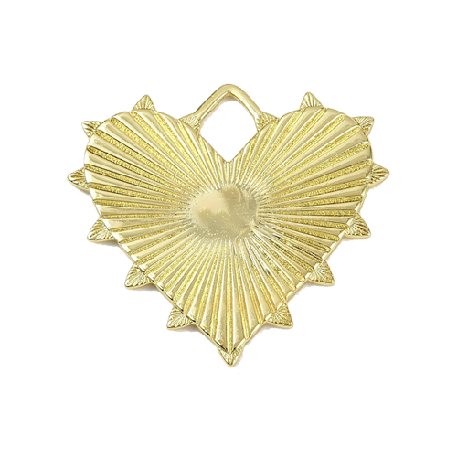 Spiky Sunburst Gold Heart Charm