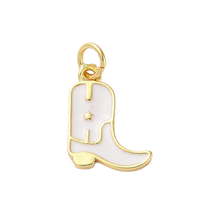 Load image into Gallery viewer, White Enamel Gold Boot Charm

