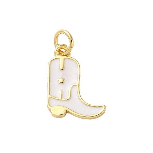 White Enamel Gold Boot Charm