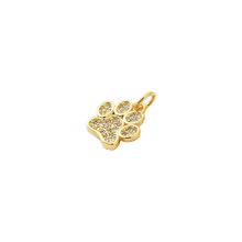 Load image into Gallery viewer, Zirconia Encrusted Gold Pawprint
