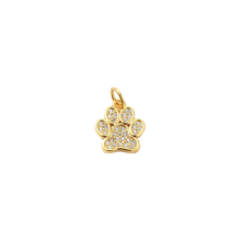 Load image into Gallery viewer, Zirconia Encrusted Gold Pawprint
