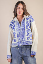 Load image into Gallery viewer, Graphic Knit Sweater Zip Up Cardigan
