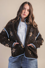 Load image into Gallery viewer, Oversized Floral Printed Fleece Sherpa Jacket
