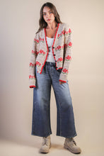 Load image into Gallery viewer, Floral Graphic Detail Knit Sweater Cardigan
