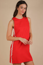 Load image into Gallery viewer, Tomato Side Wave Trim Detail Mini Shift Dress
