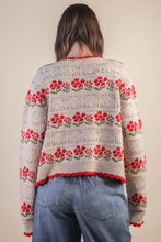 Load image into Gallery viewer, Floral Graphic Detail Knit Sweater Cardigan
