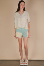 Load image into Gallery viewer, Eyelet Trim Detail Puff Sleeve Blouse
