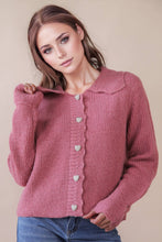 Load image into Gallery viewer, Heart Button Down Knit Sweater Cardigan
