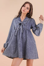 Load image into Gallery viewer, Washed Chambray Collared Mini Dress
