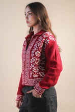 Load image into Gallery viewer, Graphic Knit Sweater Zip Up Cardigan
