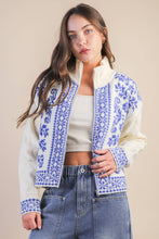 Load image into Gallery viewer, Graphic Knit Sweater Zip Up Cardigan
