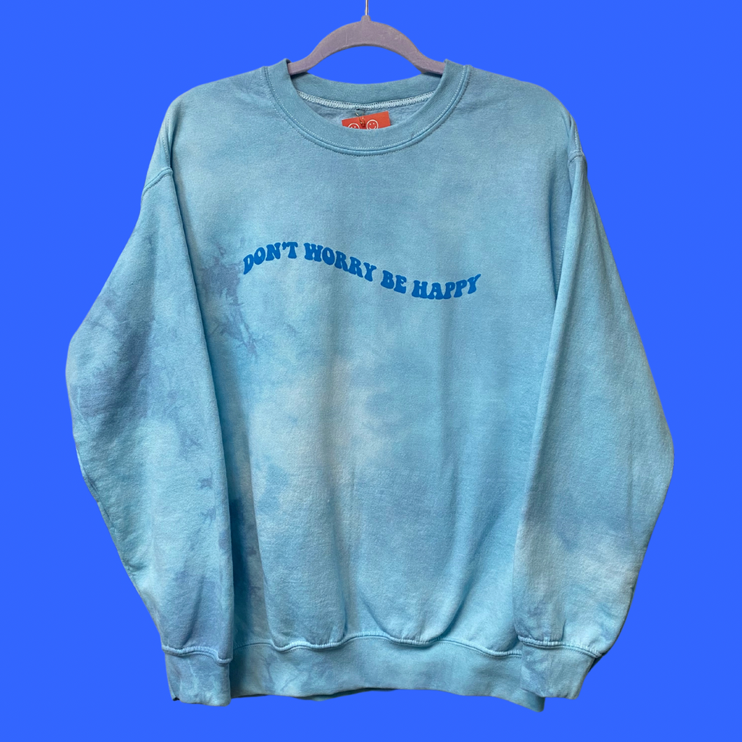 Don't Worry Be Happy Blue Crewneck